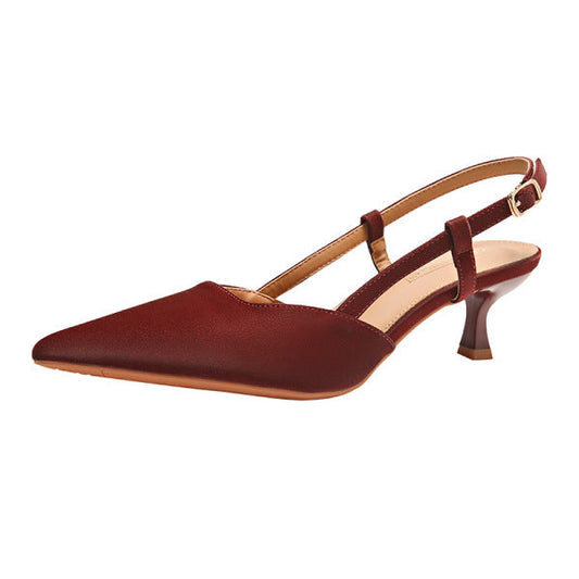 Elegant Burgundy Pointed Toe Kitten Heels – Perfect Fall Style!