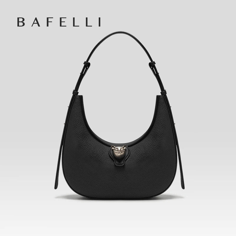 BAFELLI 2025 NEW WOMEN'S HANDBAG CAT SERIES GENUINE LEATHER LUXURY BRAND FASHION RETRO STYLE SHOULDER HOBOS FLAP BAGS FEMALE