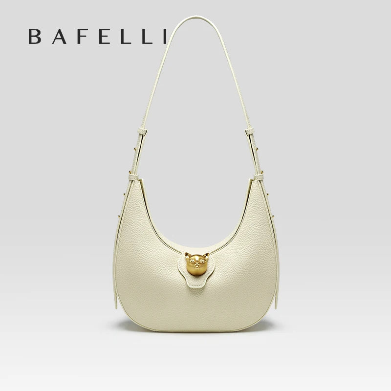 BAFELLI 2025 NEW WOMEN'S HANDBAG CAT SERIES GENUINE LEATHER LUXURY BRAND FASHION RETRO STYLE SHOULDER HOBOS FLAP BAGS FEMALE