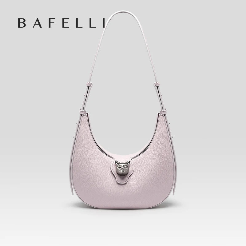 BAFELLI 2025 NEW WOMEN'S HANDBAG CAT SERIES GENUINE LEATHER LUXURY BRAND FASHION RETRO STYLE SHOULDER HOBOS FLAP BAGS FEMALE