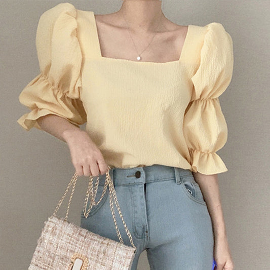 Korean Puffed Sleeve Top