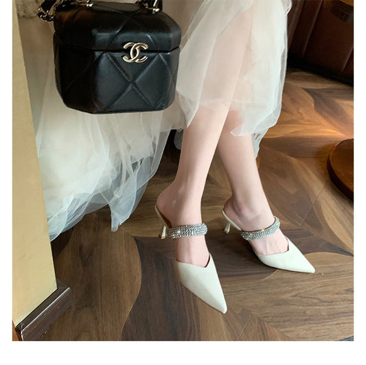 French Style Zirconium Stone Heels