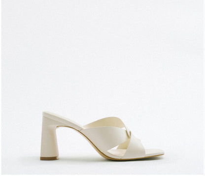 Chic 8CM White Block Heels – Trendy Summer Essential!