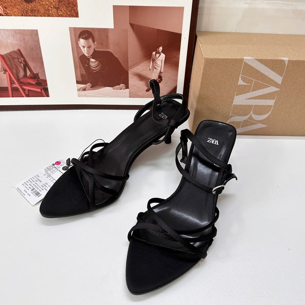 Chic Black Pointed High Heels - 6-8cm Fine Heel for All Seasons