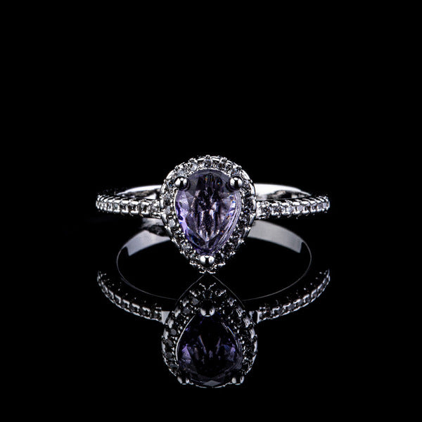 Elegant Classic Purple Zirconium Ring Set – Light, Luxury Style