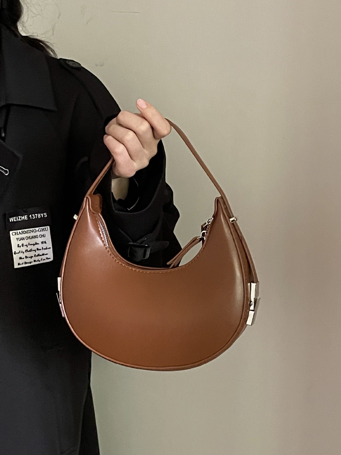 Trendy PU Underarm Bag – Stylish Lock Design in Black & Dark Brown