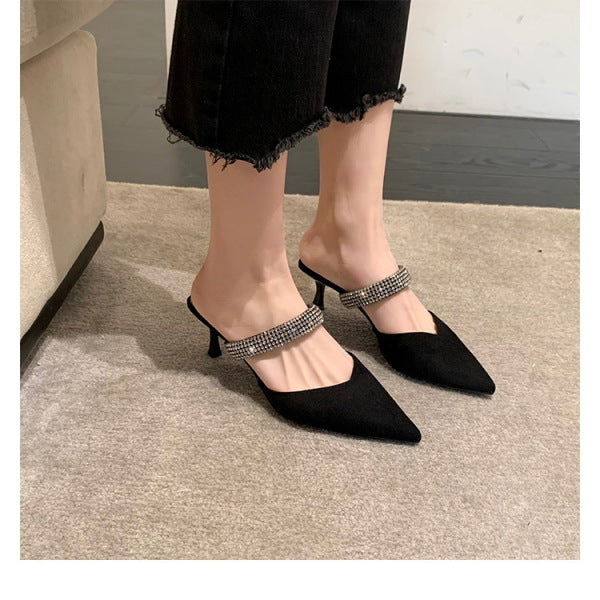 French Style Zirconium Stone Heels