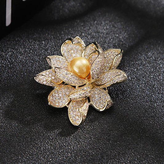 Zirconium Flower Brooch