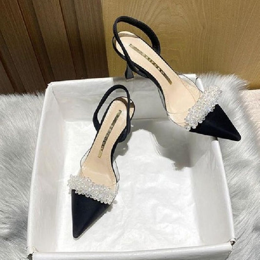 Pointy Toe Pearl Heels