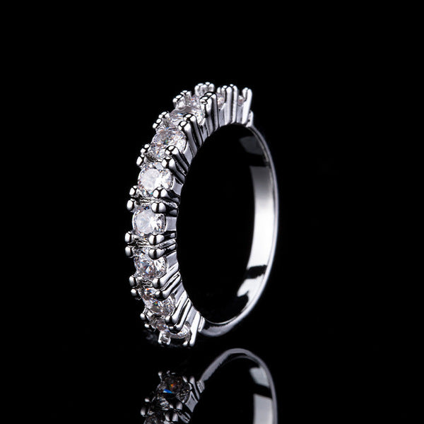 Elegant 9-Stone Zirconium Band Ring – Stylish Plated Design