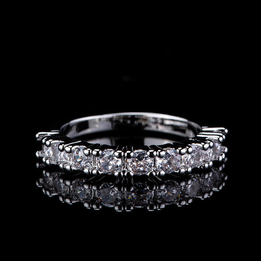 Elegant 9-Stone Zirconium Band Ring – Stylish Plated Design