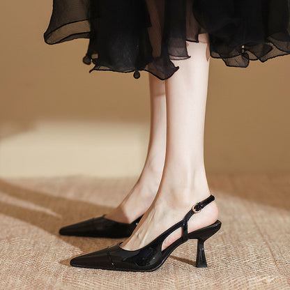 Elegant Pointy Toe High Heels in Apricot & Black – Perfect for Any Occasion!