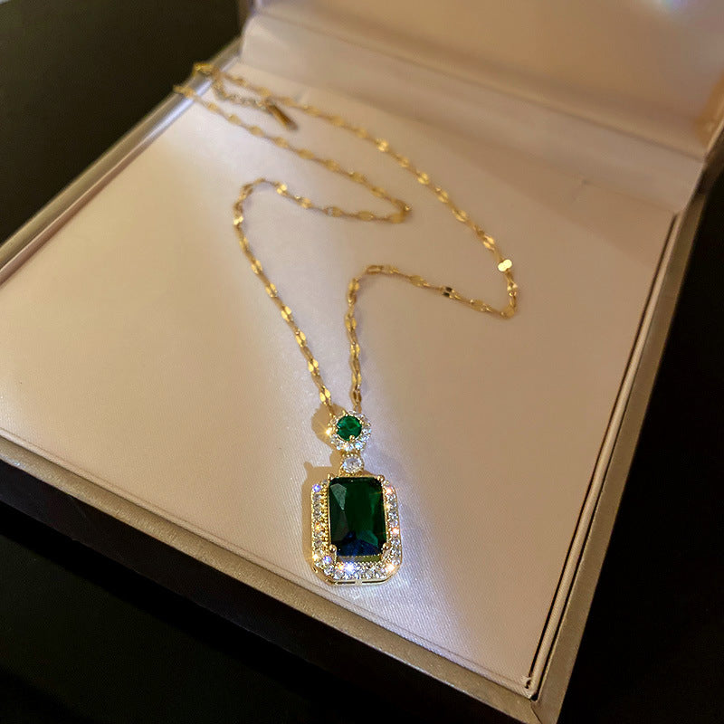 Stunning Zirconium Golden Emerald Pendant by Baoyu Jewelry